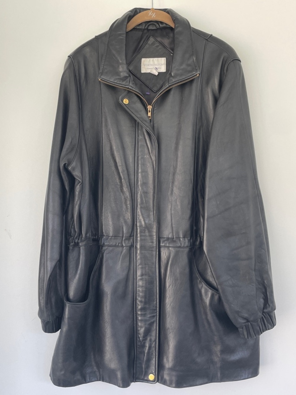 Worthington Vintage Women’s Black Leather Zip-Front Jacket XL